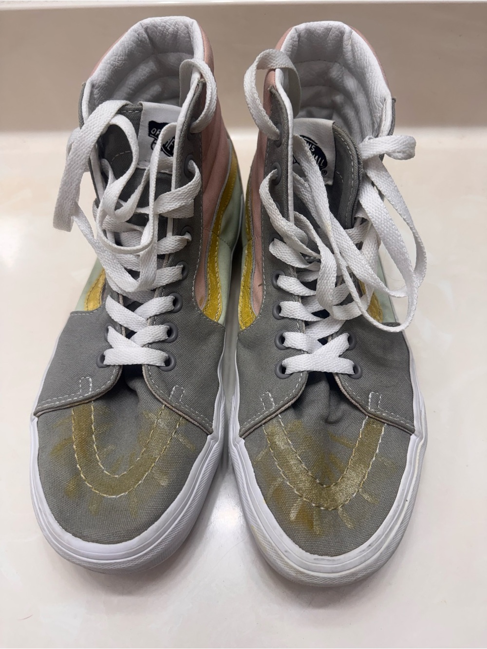 Vans SK8-Hi Women’s 9.5 High-Top Sneakers in Gray, Pink & Yellow